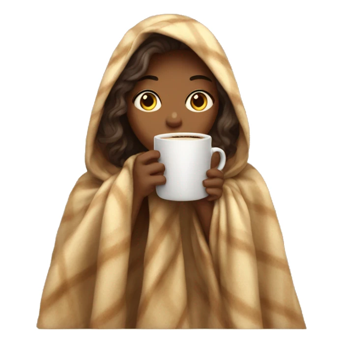 girl inside a blanket drinking coffee eyes closed sticker