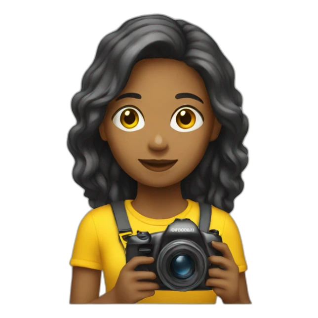 girl with a yellow camera sticker