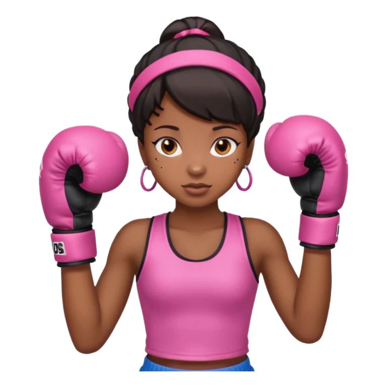 Black girl with pink boxing gloves  sticker
