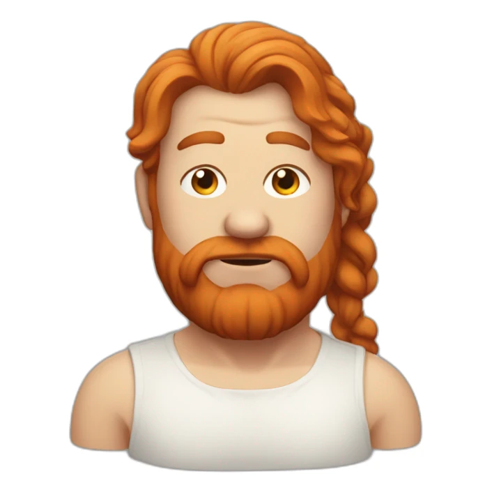 long red hair fat man squinting eyes sticker