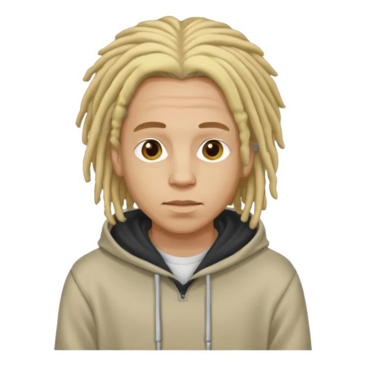 blonde long dreadlocks man with hoodie sticker