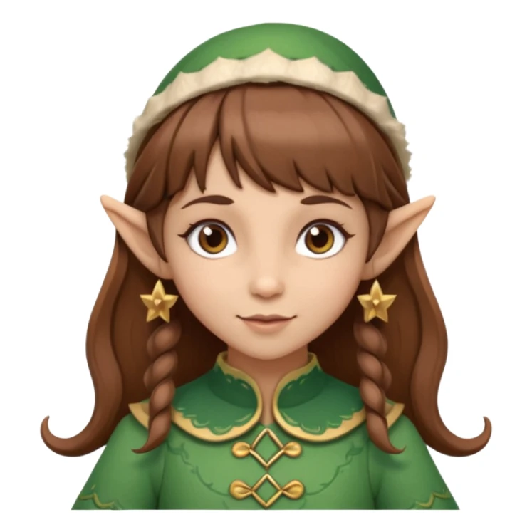 Girl toymaker wood carving elf brown hair bangs sticker