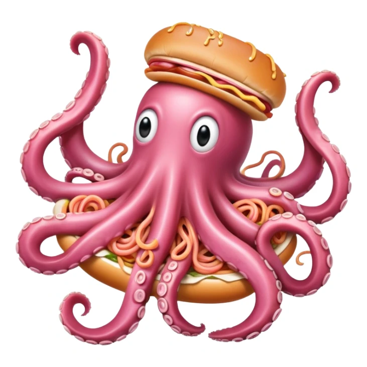 pink spaghetti slop octopus hot dog  sticker