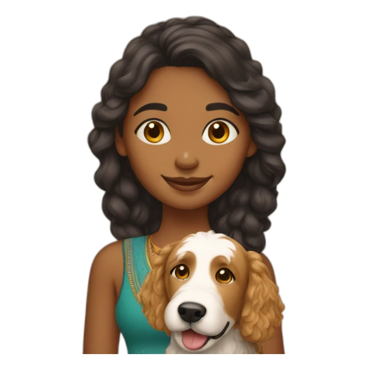 Indian girl with her golden doodle dog sticker