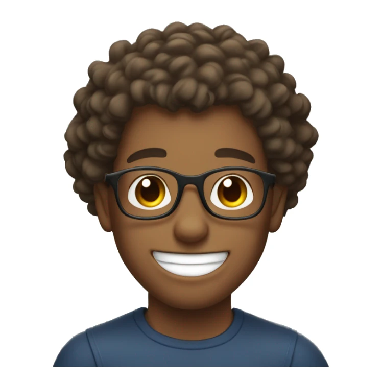 big smile round glassesboy curly hair biceps sticker