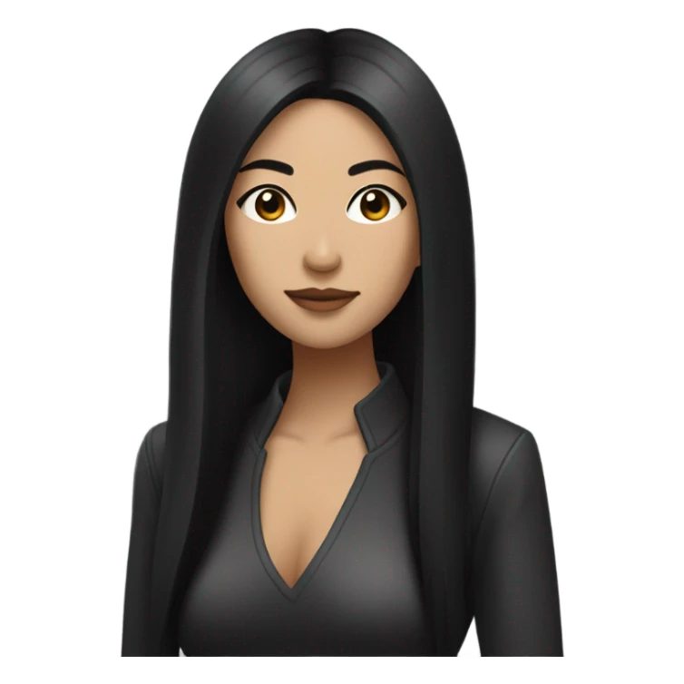 Baddie Asian long black hair straight Latina sticker