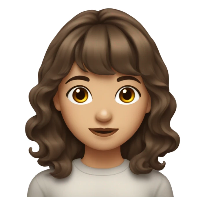 Pretty girl with wavy medium length brown hair and bangs sticker