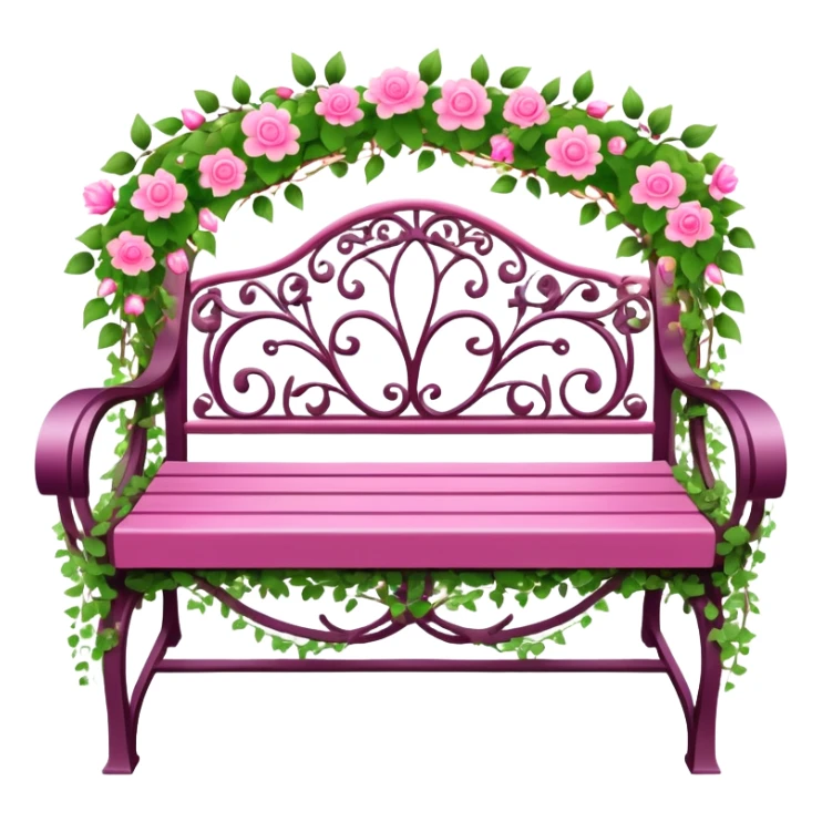 Pink garden bench wrapped in flower, vines, & lights  sticker