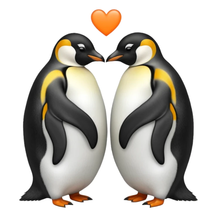 2 emperor penguins facing each other making a heart but no heart emoji added sticker