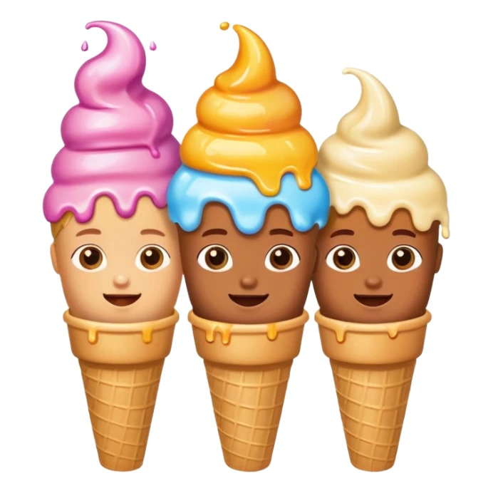 happy children with melting ice cream cones sticker