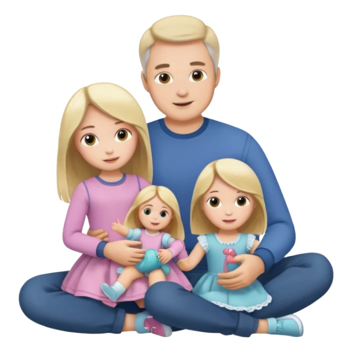 father and daughter playing dolls full body sticker