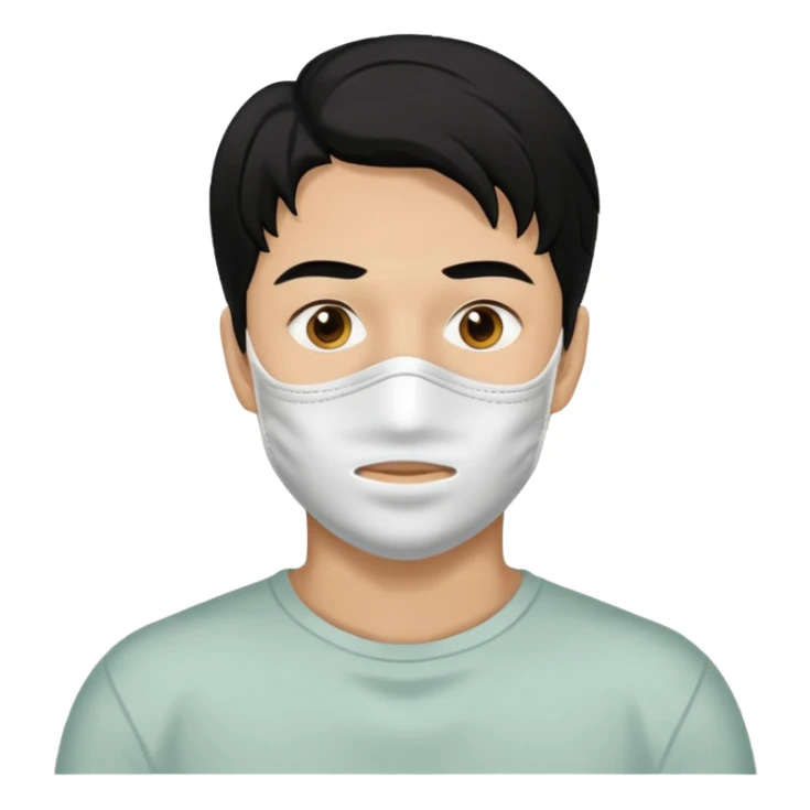 black hair man with white full clay face mask on sticker