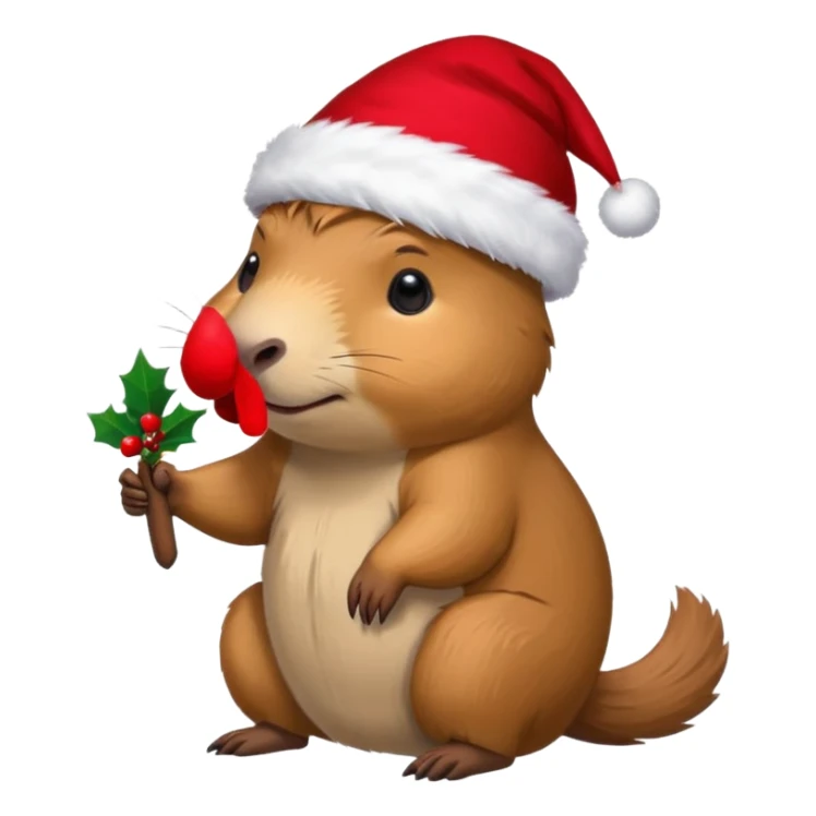Capybara con gorrito de navidad con un montón de poses para paquete de sticker de WhatsApp  sticker