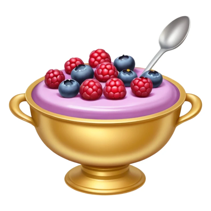 Yogurt with mixed berries in a golden bowl sticker