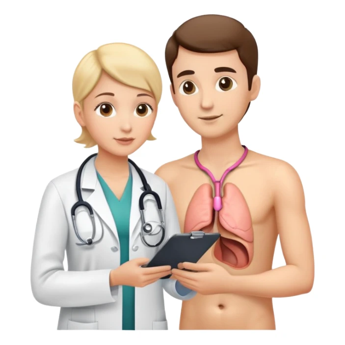 Cancer screening with doctor examining patient with stethoscope, medical check-up sticker