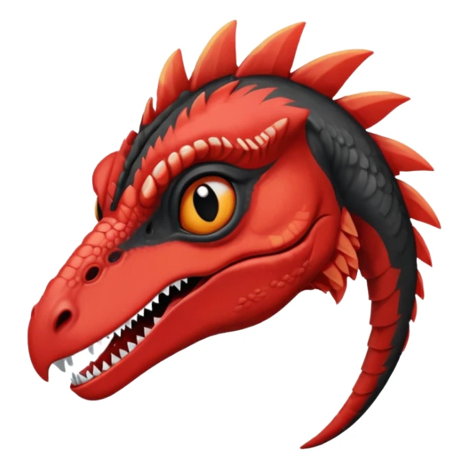 red and black velociraptor face, lazy and apathetic look, only the face sticker