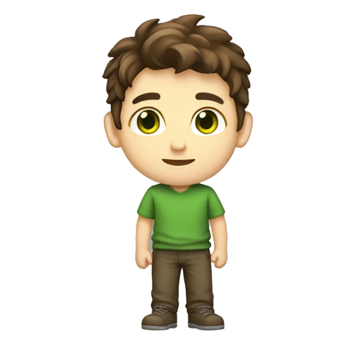 boy brown hair green eyes developer full body sticker