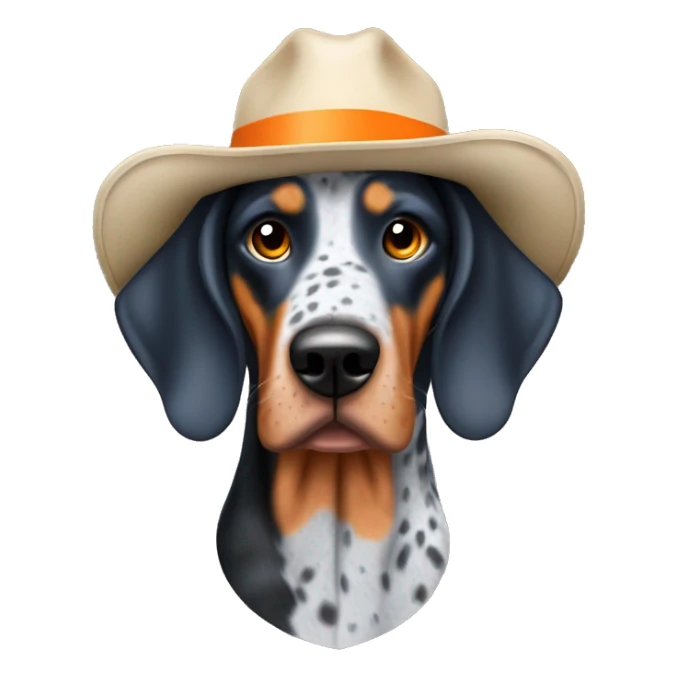 bluetick coonhound with Tennessee orange hat sticker
