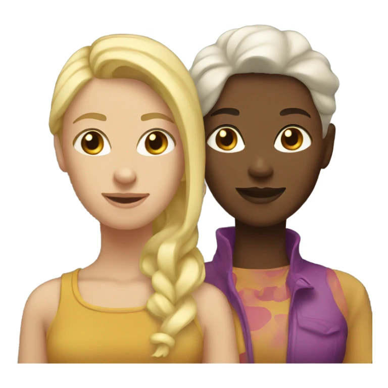 Blonde and brunette lesbian couple  sticker