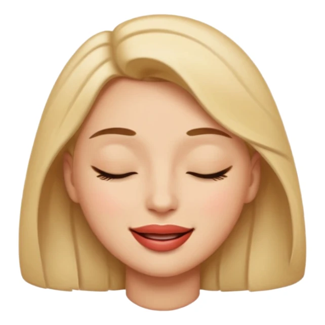 An emoji with lips out and eyes closed like holding ing a laugh sticker
