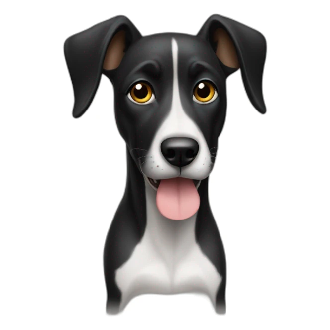 perro negro con una oreja levantada y la otra no sticker