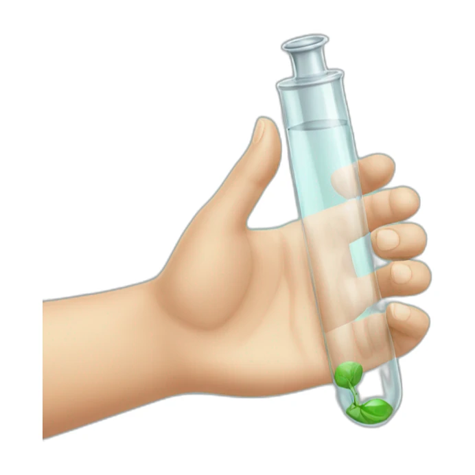 hand with vial glass tube sticker