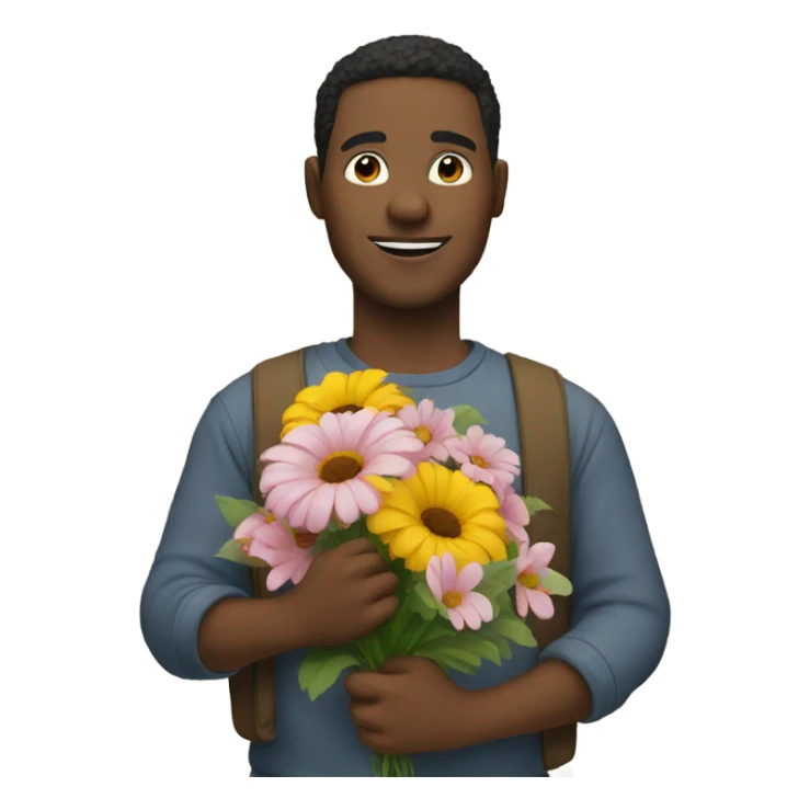 guy with flowers sticker