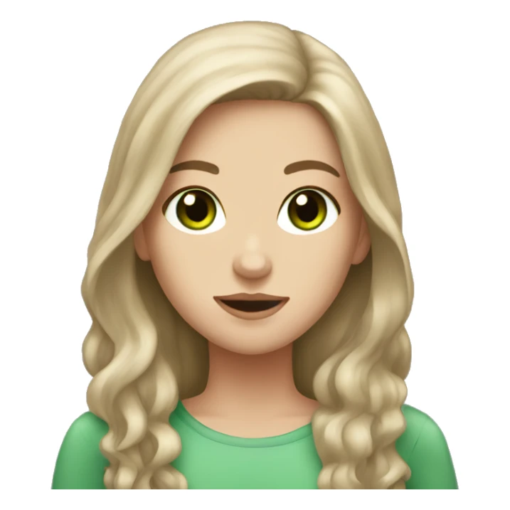 White girl with long brown hair and green eyes sticker