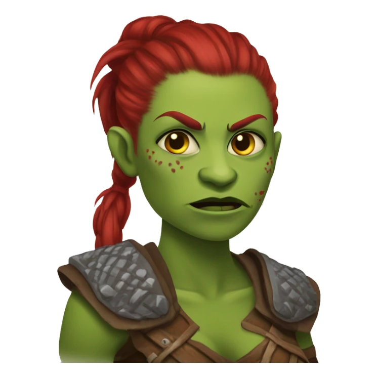 Berserker orc woman with red beard & red mohican sticker