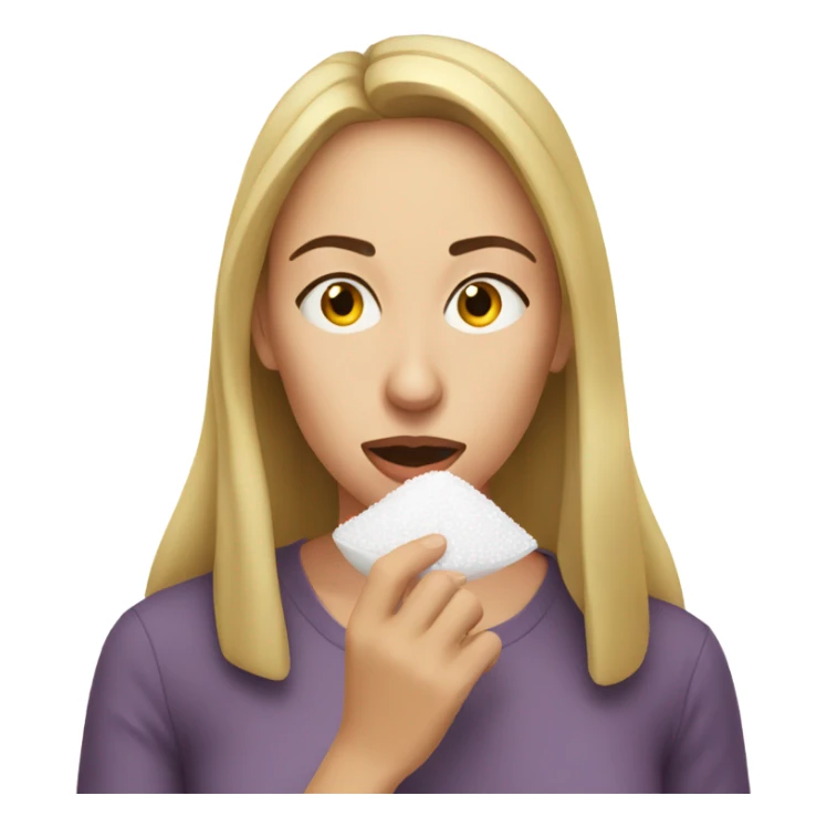 Woman sniffing salt sticker