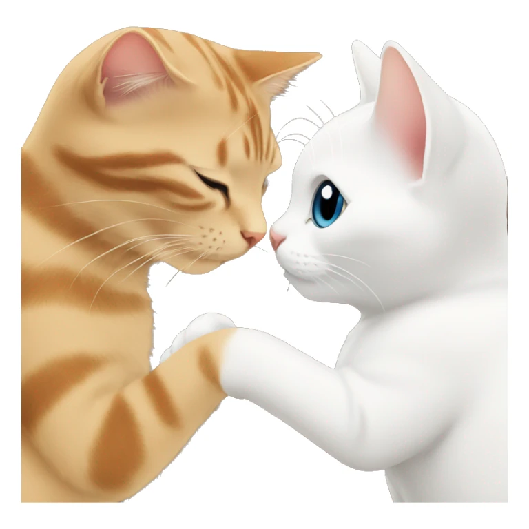 white cat kisses brown cat sticker