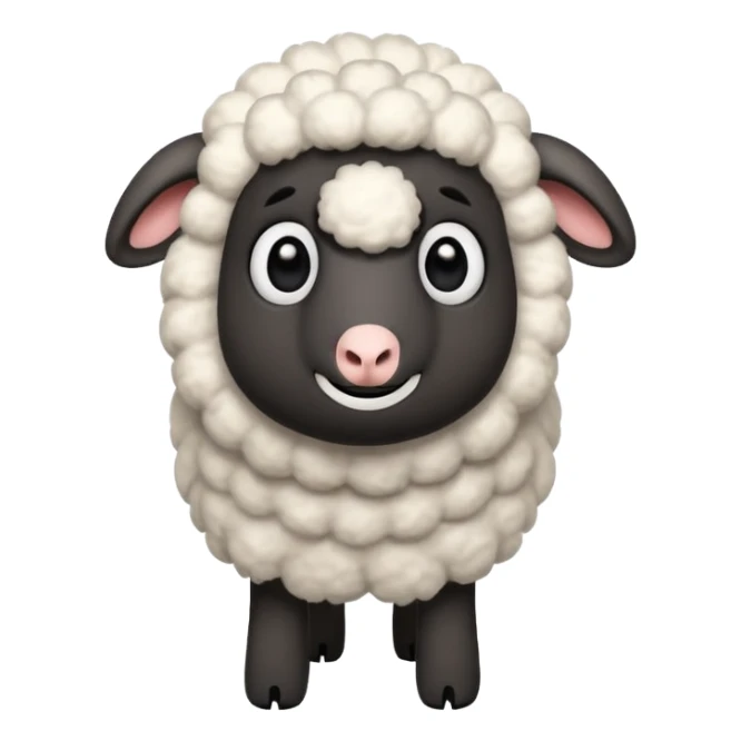 Cute cartoon sheep inspired by Shaun the Sheep, fluffy white wool, big round eyes, black face, with hand and legs sticker
