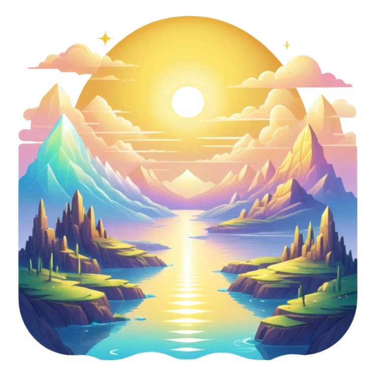 Epic complex detailed iridescent gradients white golden bright light solarpunk sunny aesthetic-scenery sticker