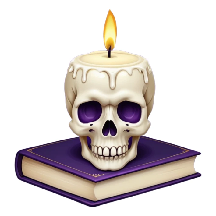 skull candle on black occult books dark purple sticker