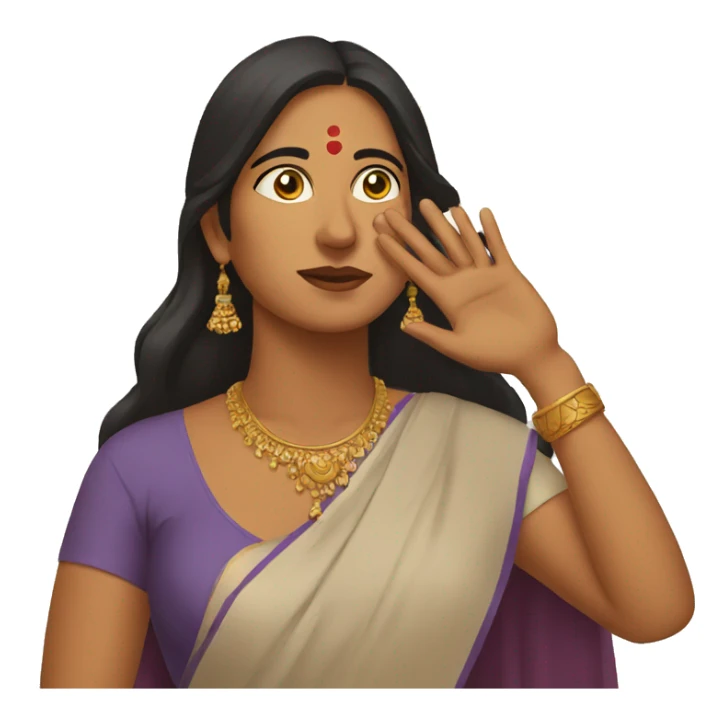 indian women with hand on her face looking up sticker