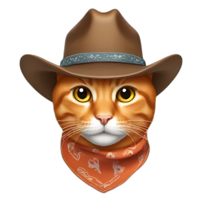 Orange cat with cowboy hat and bandana sticker