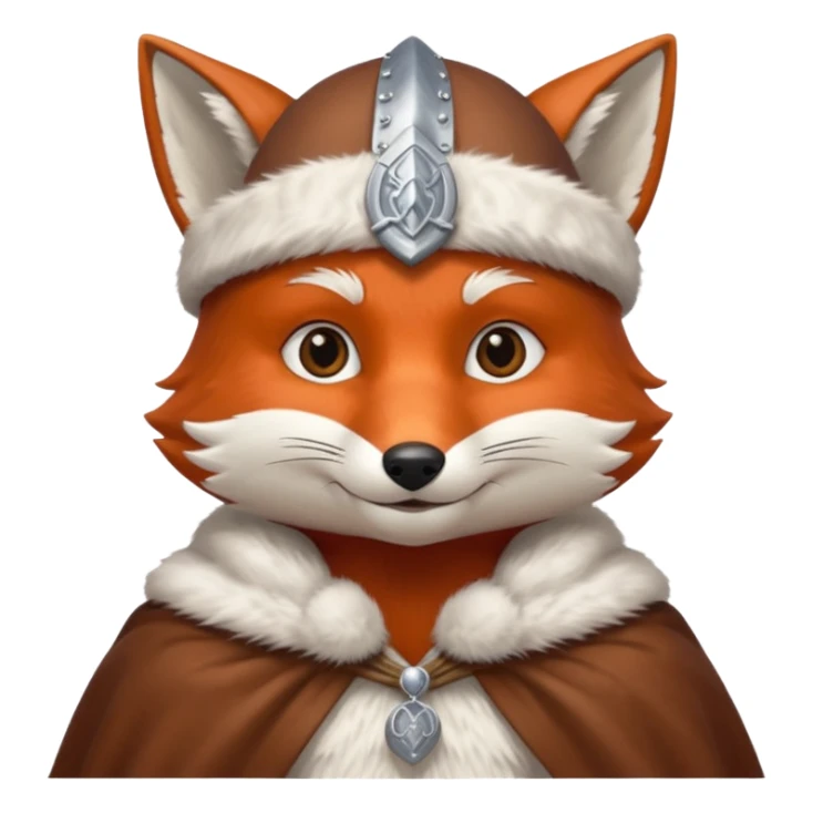 Fox wearing viking silver hat and fur cape sticker