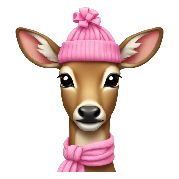Deer wearing a pink scarf with a bow on its head  sticker