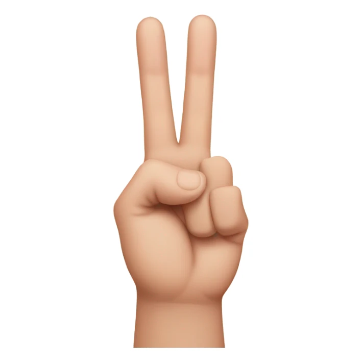 Peace sign with thumb out, so only fingers down are pinky and ring finger sticker