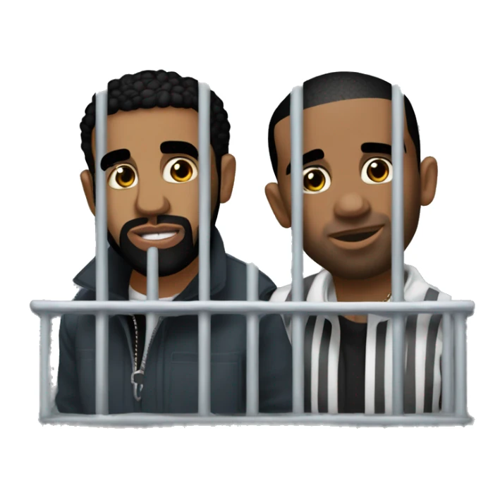 Drake the rapper and p diddy the rapper both behind a jail cage sticker