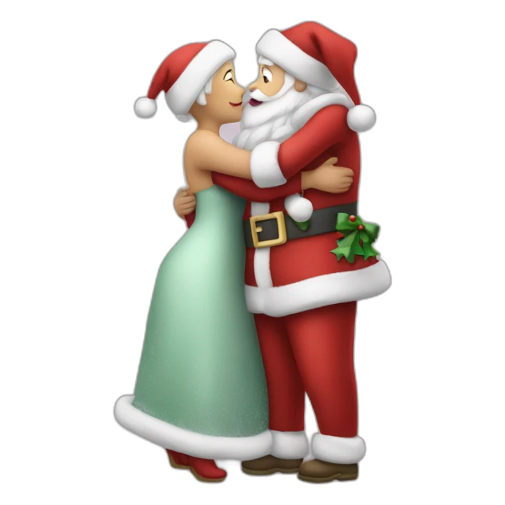 full body santa and mrs. claus kiss hug sticker