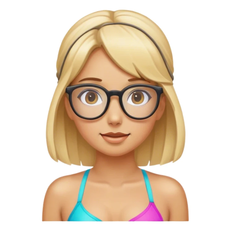 Blonde girl with glasses on her head at the beach sticker
