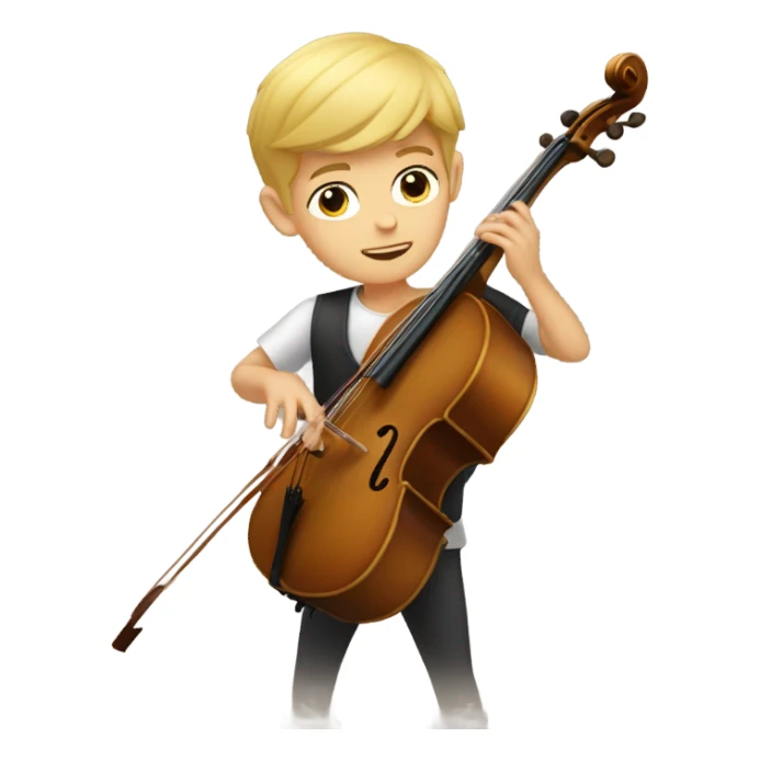 Blonde boy with very short hair playing cello  sticker
