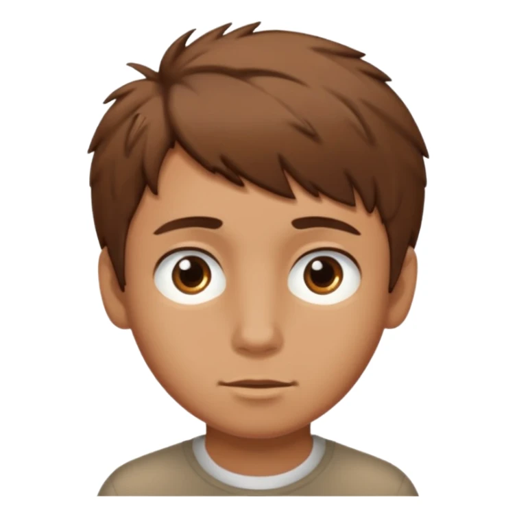 Make a boy with short messy brown hair that is tan sticker