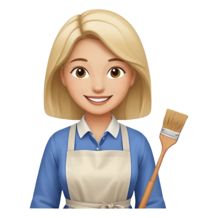 Hold. Women painting smilling tablier sticker