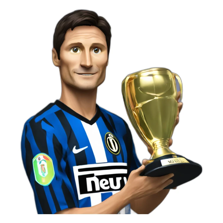 Javier Zanetti holding Champions League trophy in Inter shirt sticker