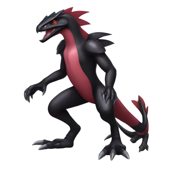 cool edgy modern black and maroon Dark-type nargacuga Salazzle Nargacuga Salandite Raptor-Pokémon full body sticker