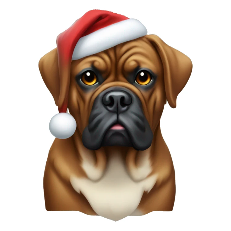Black masked Dogue de Bordeaux with christmas theme sticker