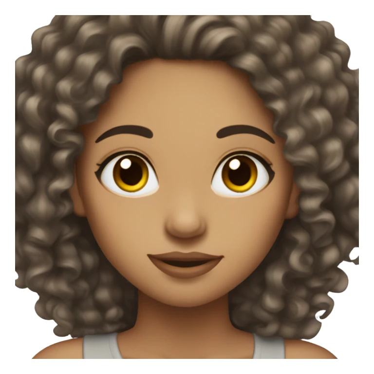 woman light skin long dark curly hair,lashes sticker