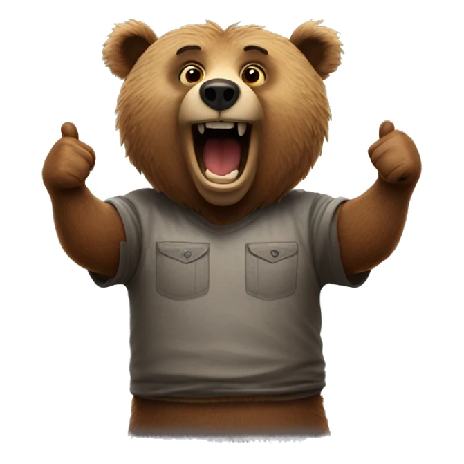 Grizzly bear with  and with thumbs up sticker